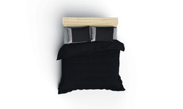 L'essentiel linge de maison Juego de funda de edredón doble ranforce Negro y Gris